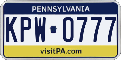 PA license plate KPW0777
