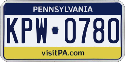 PA license plate KPW0780