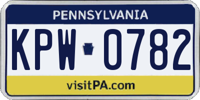 PA license plate KPW0782