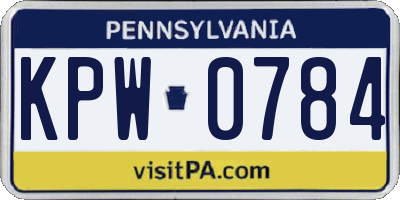 PA license plate KPW0784