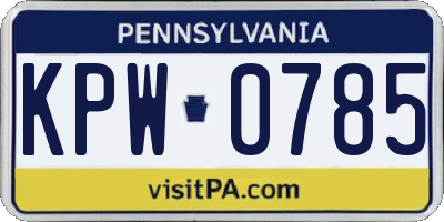 PA license plate KPW0785