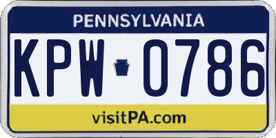 PA license plate KPW0786