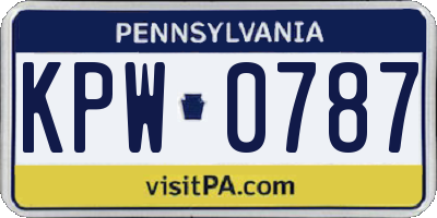PA license plate KPW0787