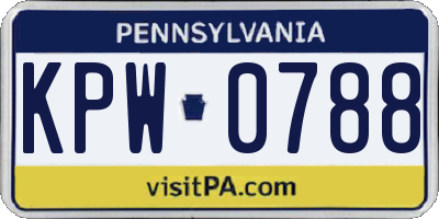 PA license plate KPW0788
