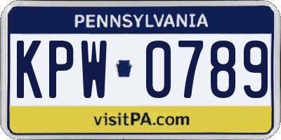 PA license plate KPW0789