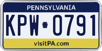 PA license plate KPW0791