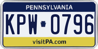 PA license plate KPW0796
