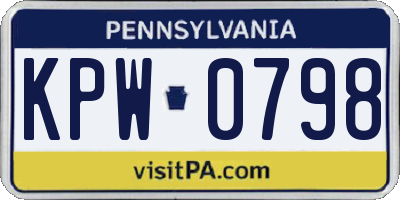 PA license plate KPW0798
