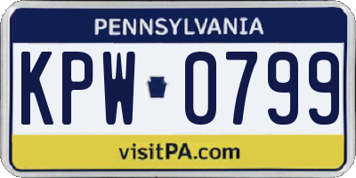 PA license plate KPW0799