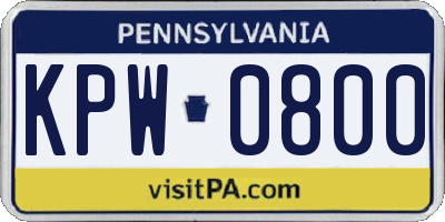PA license plate KPW0800