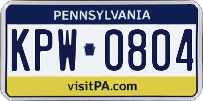 PA license plate KPW0804