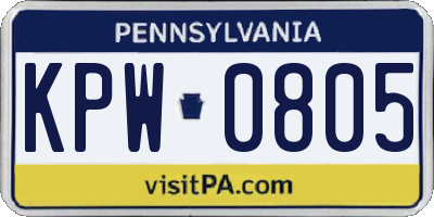 PA license plate KPW0805