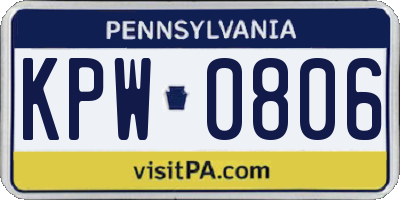 PA license plate KPW0806