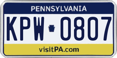 PA license plate KPW0807
