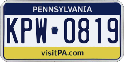 PA license plate KPW0819