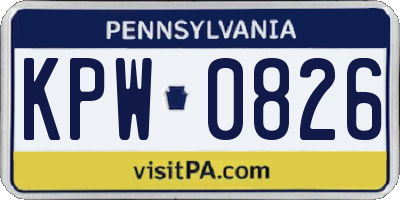 PA license plate KPW0826