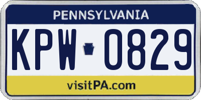 PA license plate KPW0829