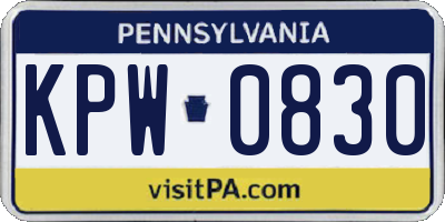 PA license plate KPW0830