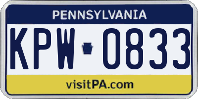PA license plate KPW0833