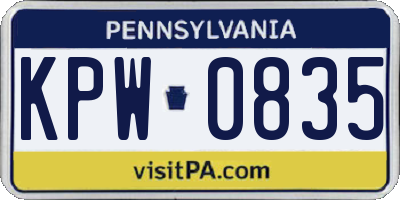 PA license plate KPW0835