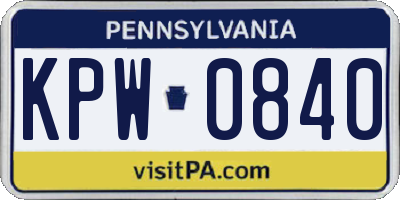 PA license plate KPW0840