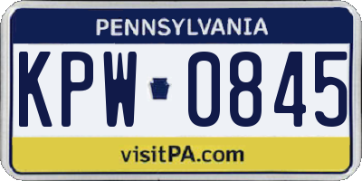 PA license plate KPW0845
