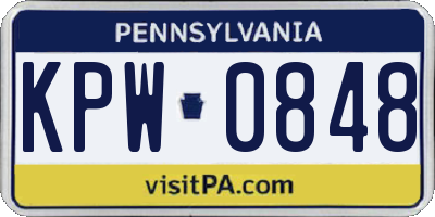 PA license plate KPW0848