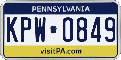 PA license plate KPW0849