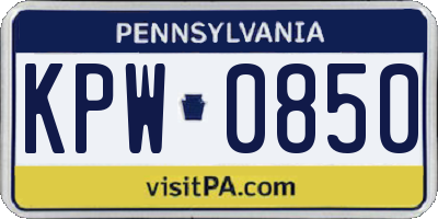 PA license plate KPW0850