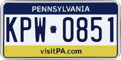 PA license plate KPW0851