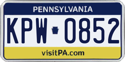 PA license plate KPW0852