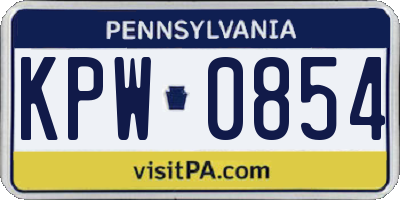 PA license plate KPW0854