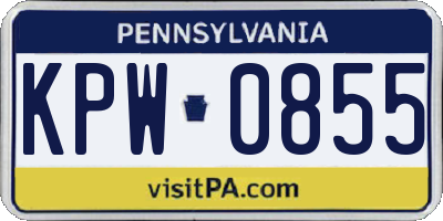 PA license plate KPW0855