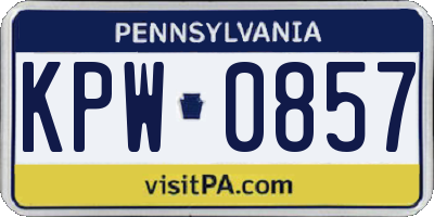 PA license plate KPW0857