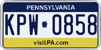 PA license plate KPW0858