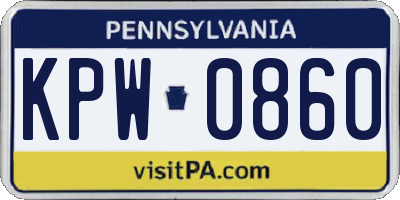 PA license plate KPW0860
