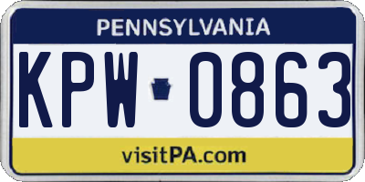 PA license plate KPW0863
