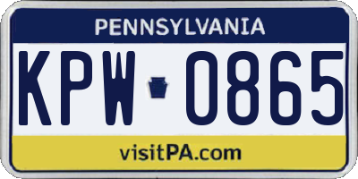 PA license plate KPW0865