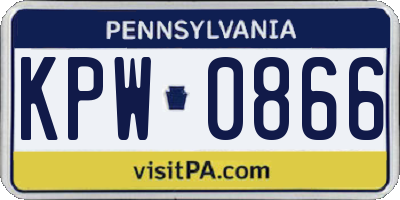 PA license plate KPW0866