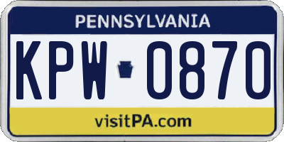 PA license plate KPW0870