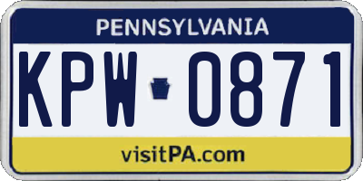 PA license plate KPW0871