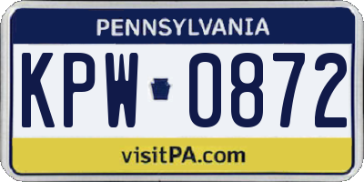 PA license plate KPW0872