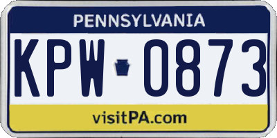 PA license plate KPW0873