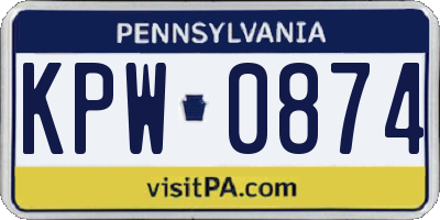 PA license plate KPW0874