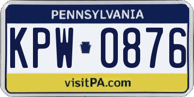 PA license plate KPW0876