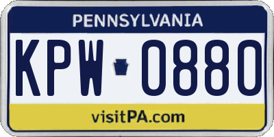 PA license plate KPW0880