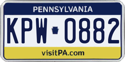 PA license plate KPW0882