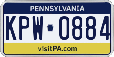 PA license plate KPW0884