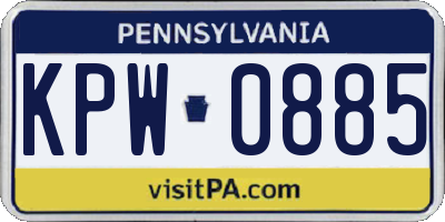 PA license plate KPW0885