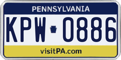 PA license plate KPW0886